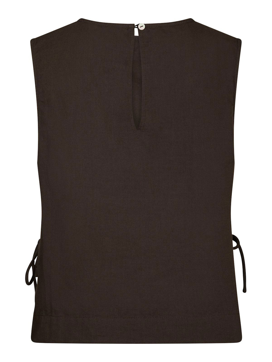 Svetlana Linen Top  Dark Brown