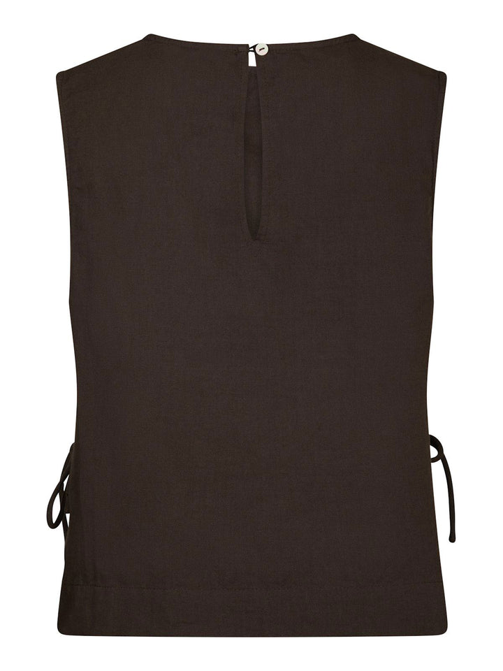 Svetlana Linen Top  Dark Brown