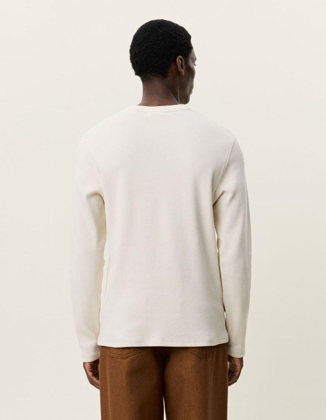 Label Waffle Ls T-Shirt Ivory