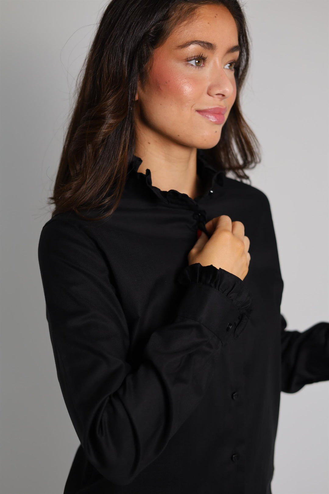 JULIETTE  SHIRT, Herringbone Black