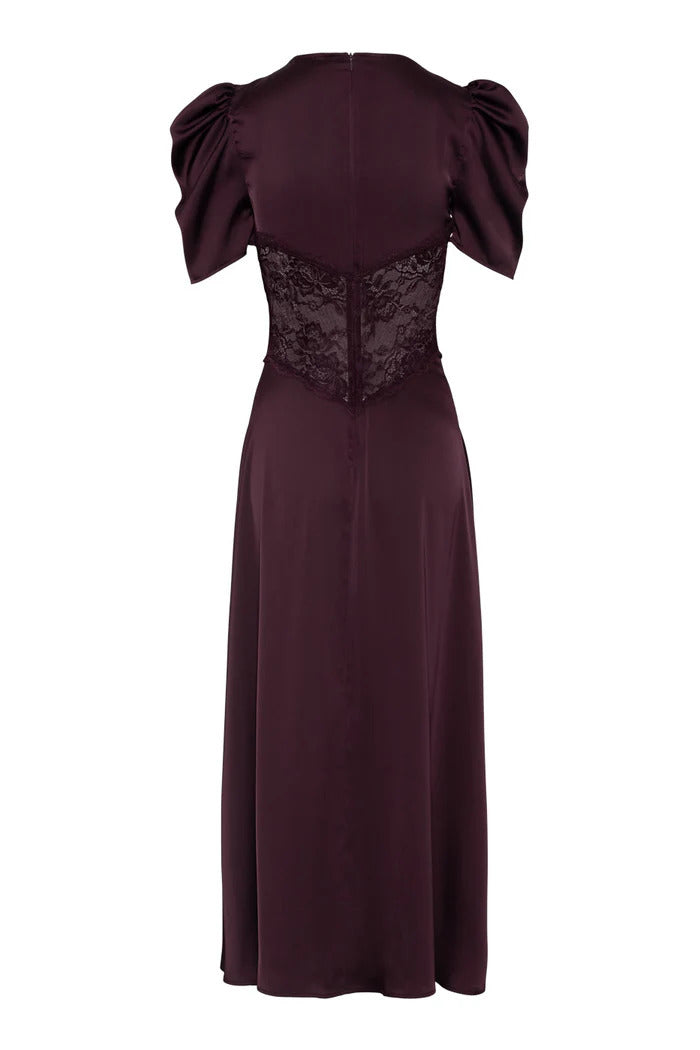 FRANCIS LACE MIDI DRESS  Burgundy
