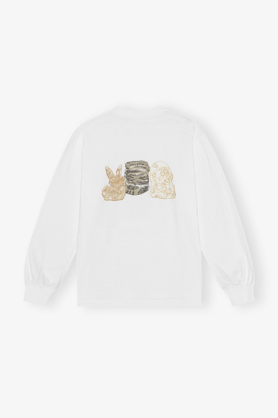 Re-cut Heavy Jersey Animals Long sleeve  Bright White