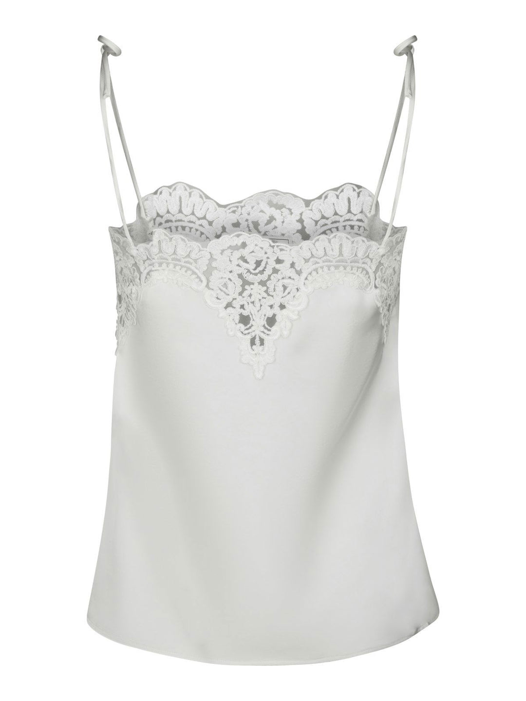 Kaela Heavy Sateen Lace Top  Pearl