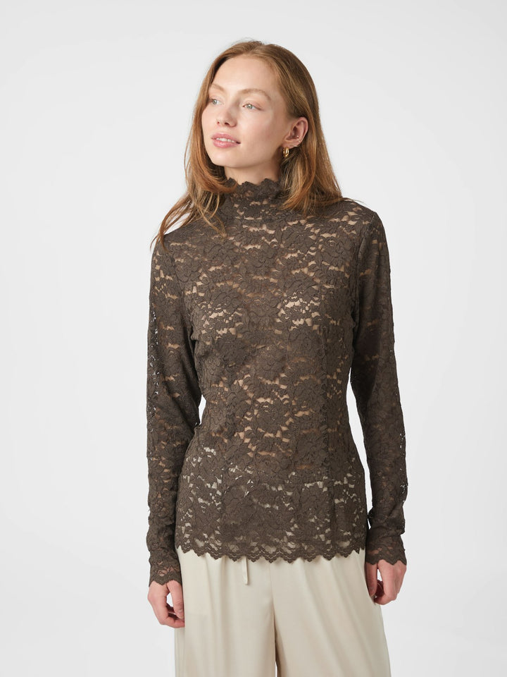 Liza Laceflower Blouse  Chocolate Brown