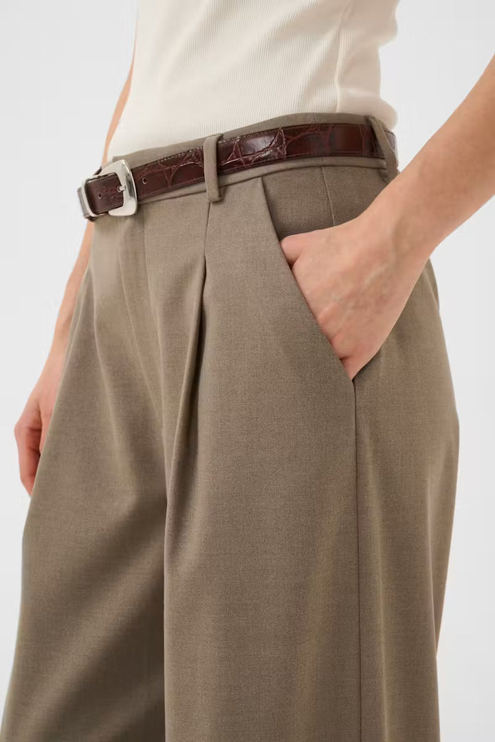 GZPAULA MW WIDE PANTS  Dark Timberwolf Melange