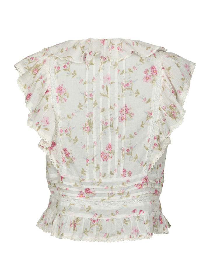 Netali Spring Flower Top  Off White