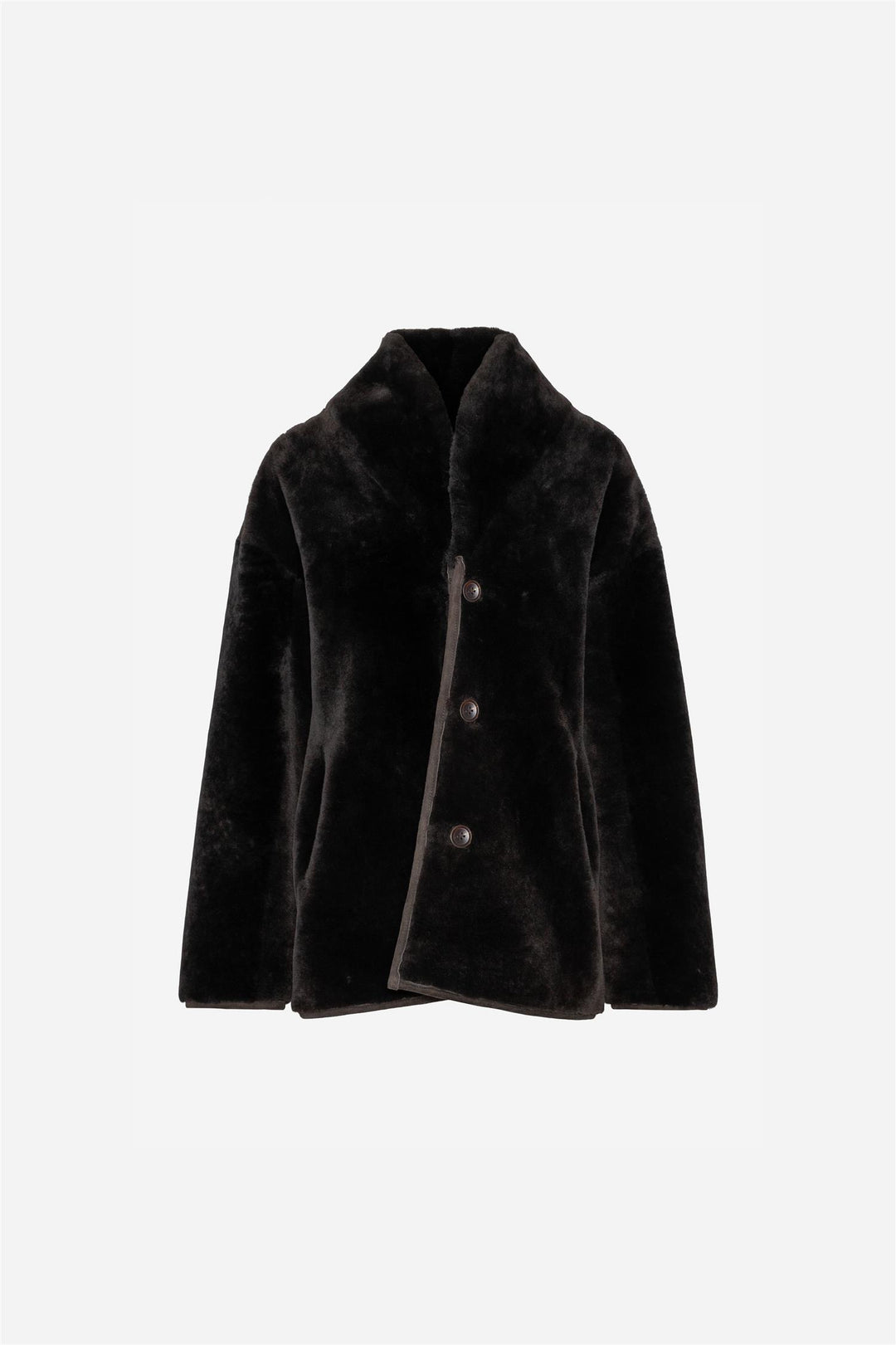Melli Shearling Jacket  Dark Brown Suede