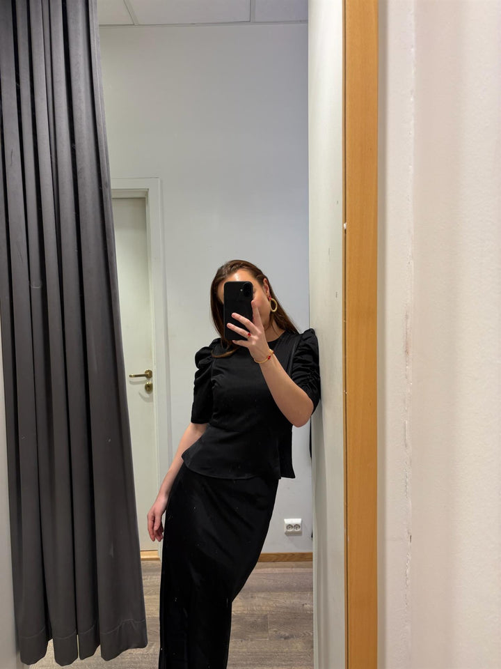 Benua Heavy Sateen Blouse  Black