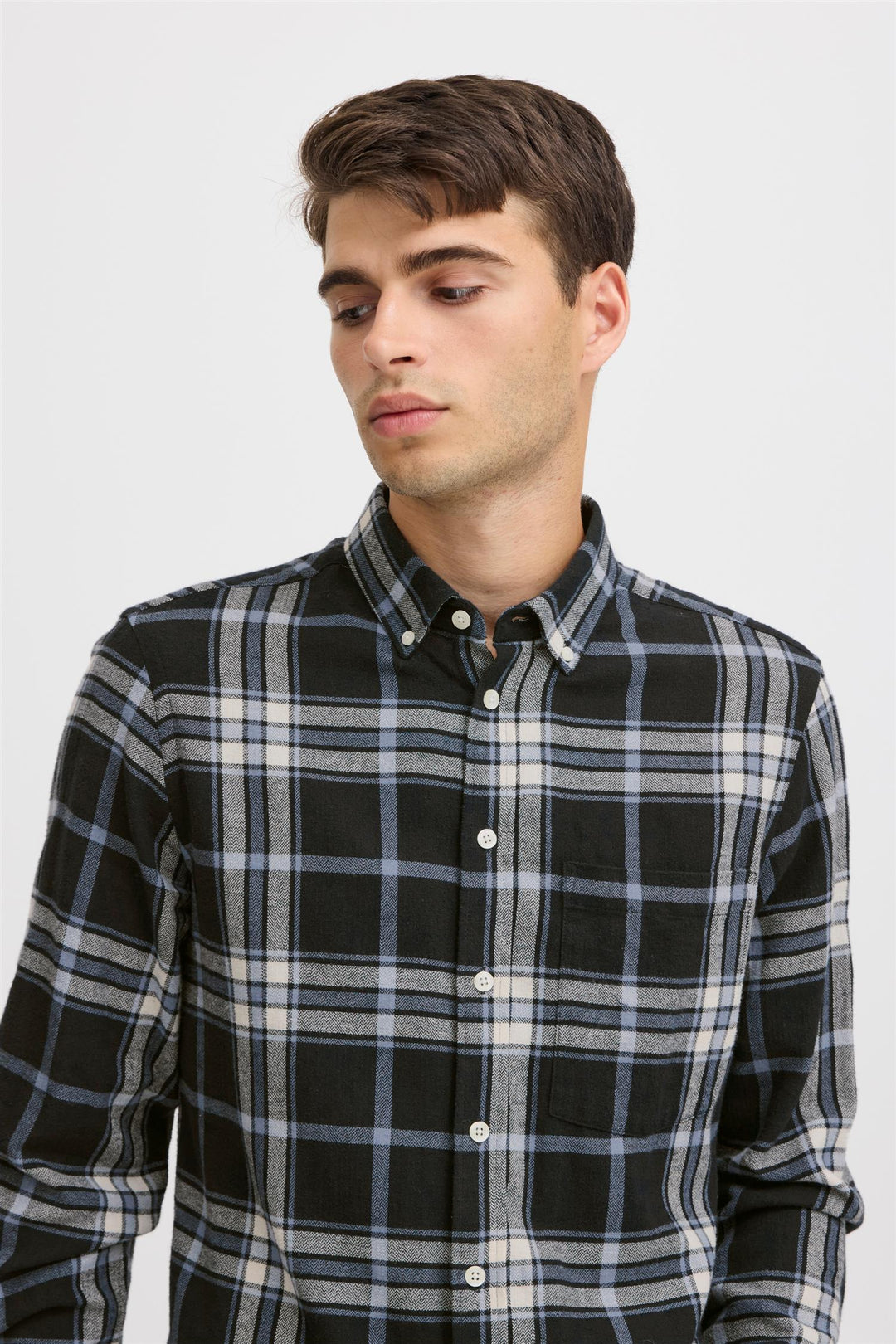 ANTON LS BD checked shirt  Dark Navy