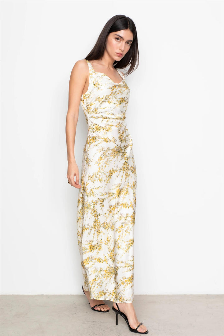 Anna Dress  Yellow Mimosa Print