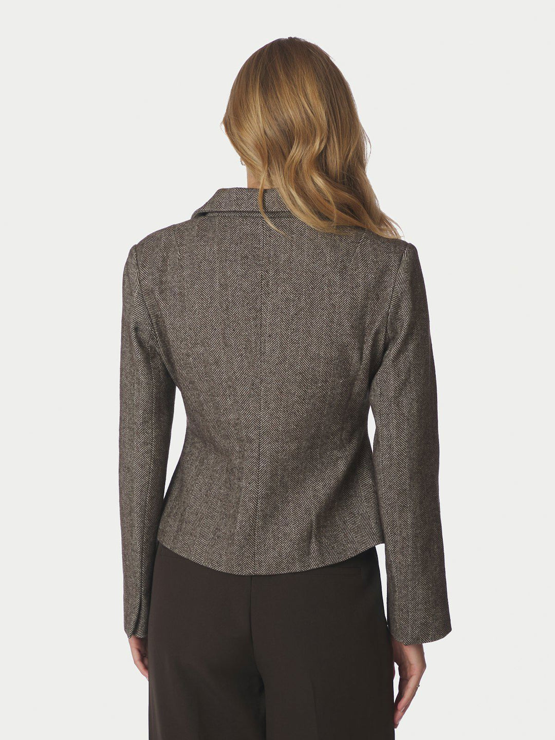 Valia Herringbone S Blazer  Dark Brown