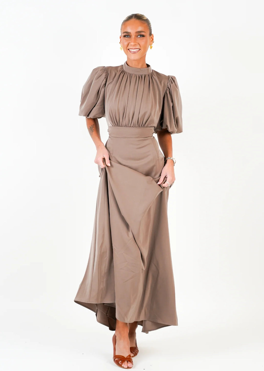 HOLLY KJOLE - LONG  Taupe