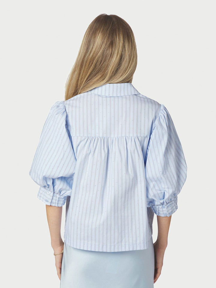 Etta Stripe Stone Shirt  Light Blue