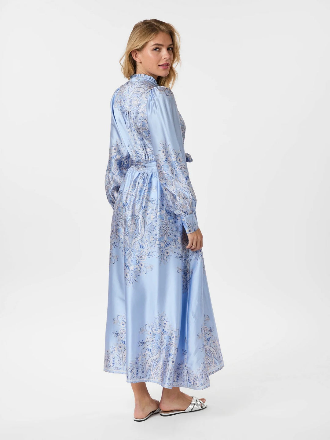 NOVA PAISLEY BORDER DRESS  Light Blue