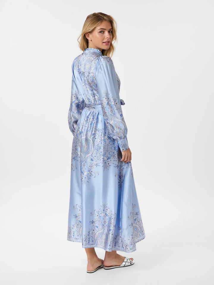 NOVA PAISLEY BORDER DRESS  Light Blue