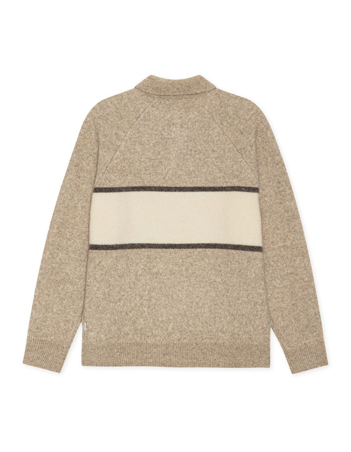 Signature Melange Knitted Polo Dark Sand Melange