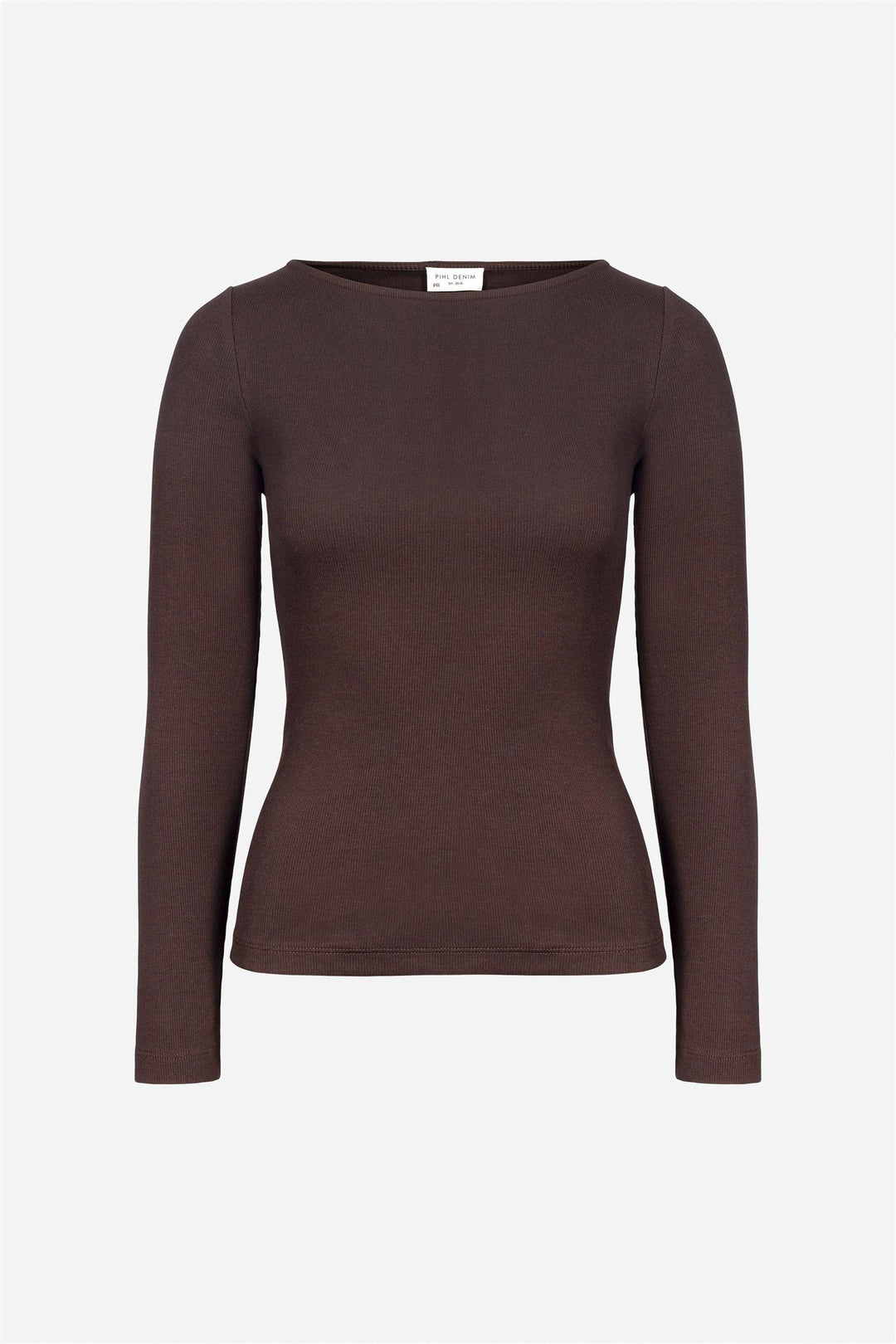 Petronella Rib Boatneck  Dark Brown