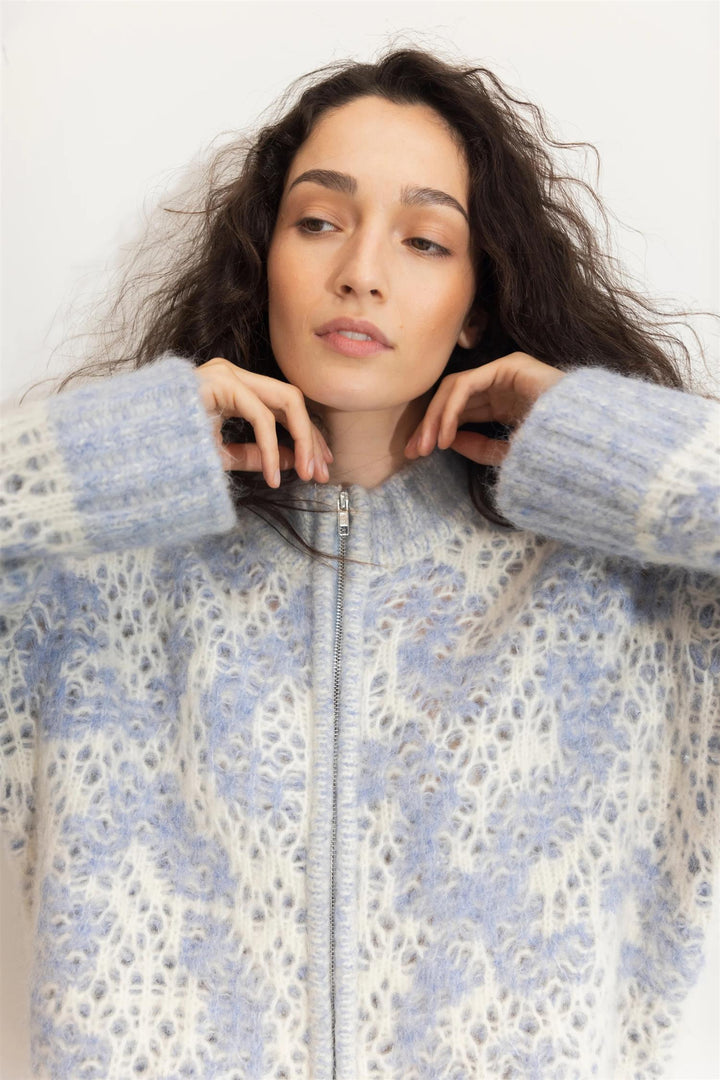 Briana Zip Knit  Light Blue