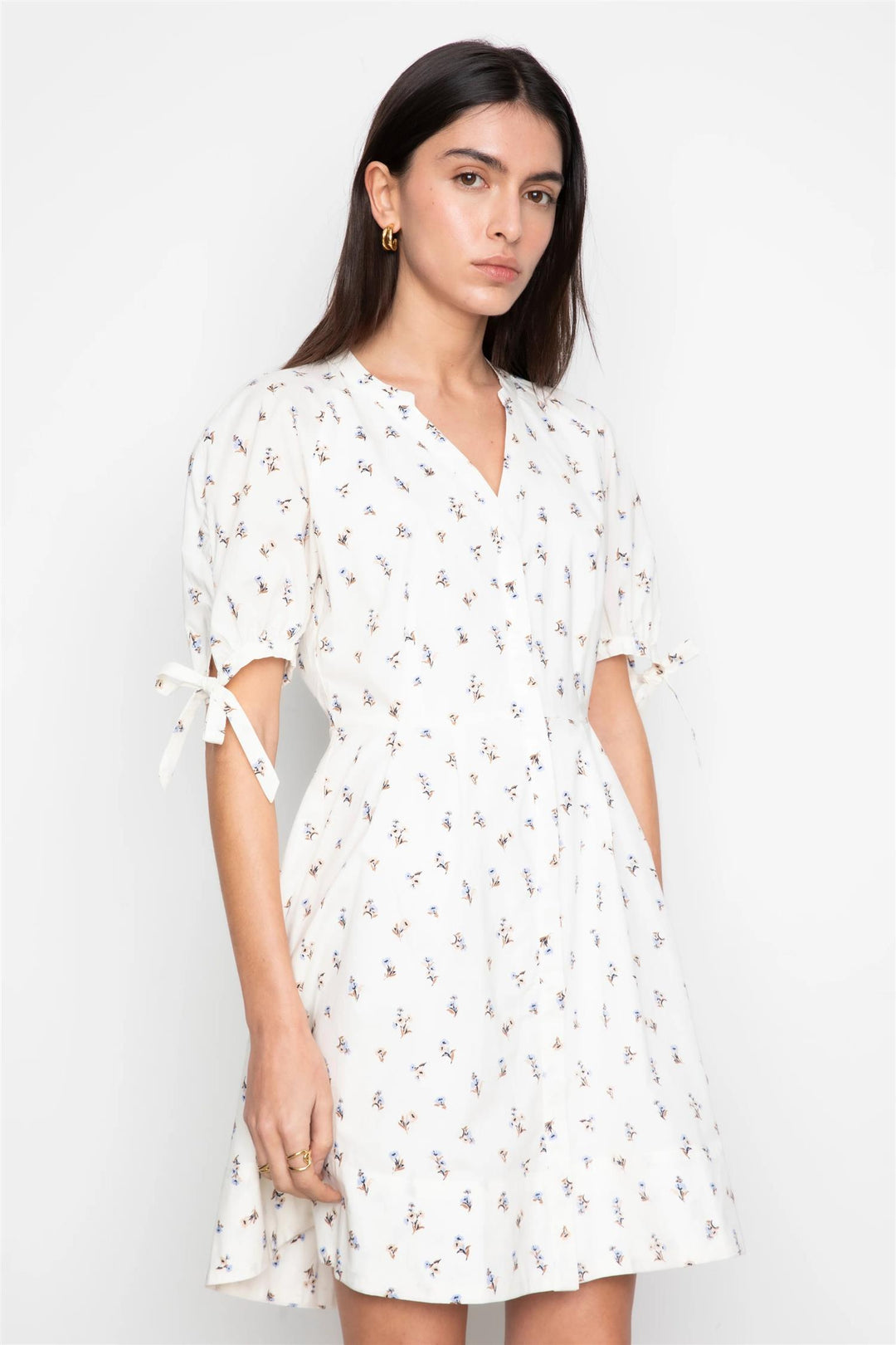 Lia Dress  White Anemone Print