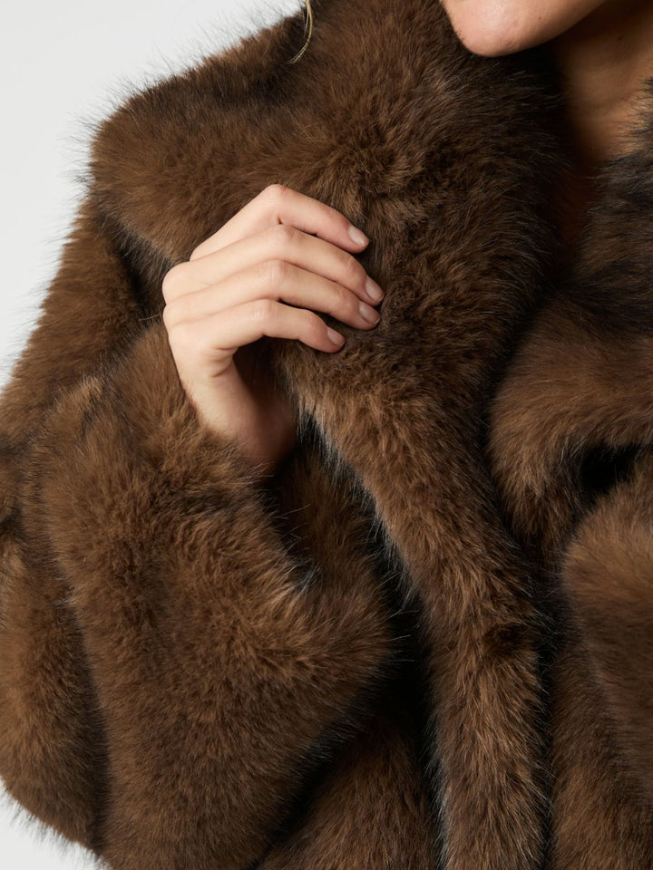 Stephanie Faux Fur Jacket  Brown