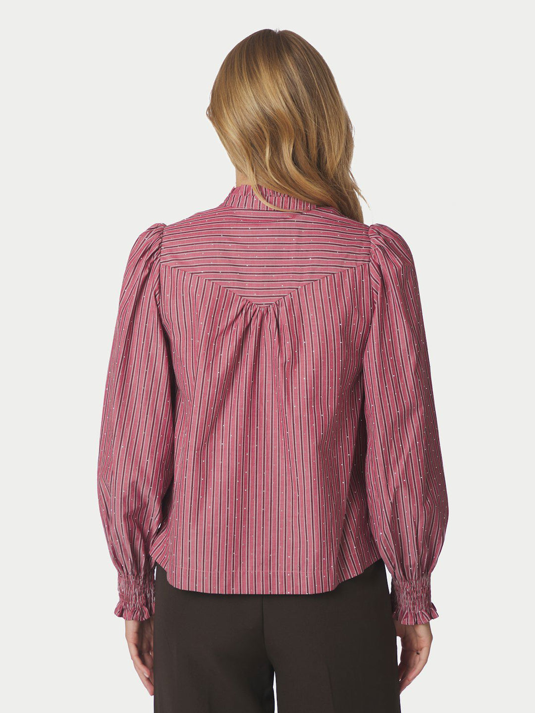 Astrida Soft Stripe Stone Blouse  Dark Rose