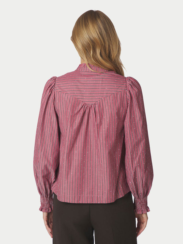 Astrida Soft Stripe Stone Blouse  Dark Rose