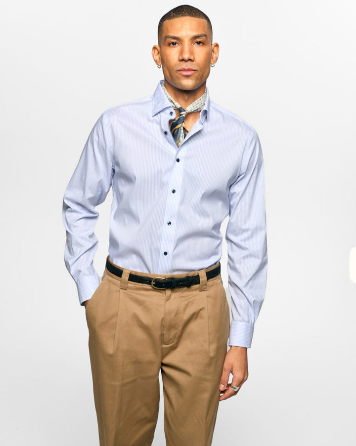 The Edge-Double Stripe  Skyblue/White