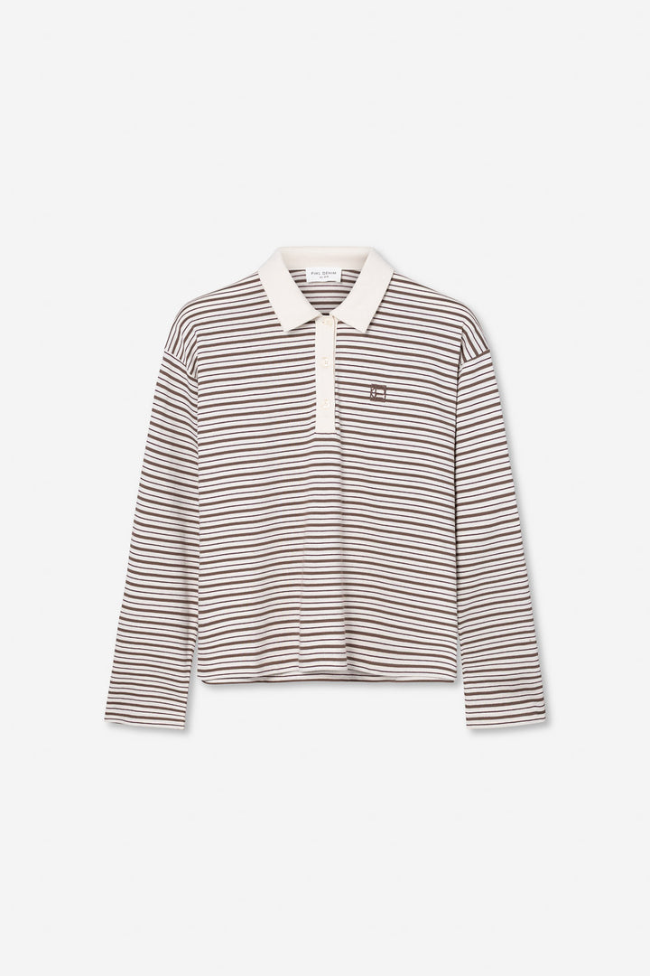 Elmer Polo Shirt  Brown Stripe