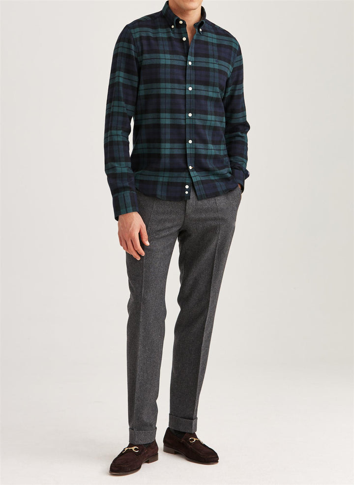 Soft Twill Tartan Shirt-Slim Fit  Navy