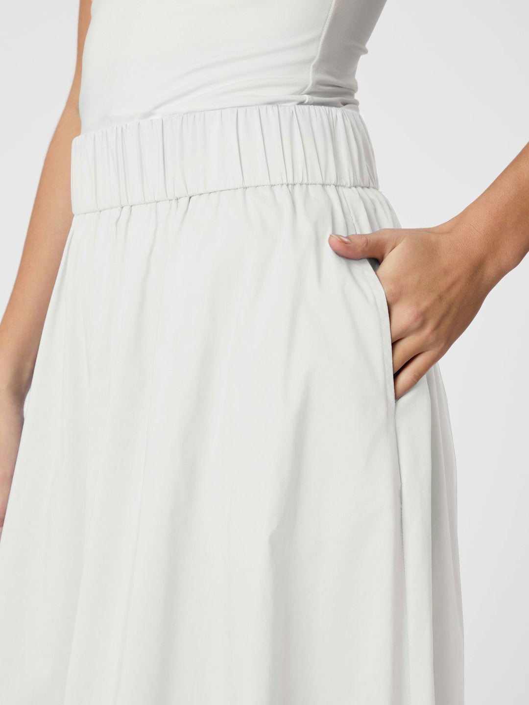 Yara Long Poplin Skirt  White