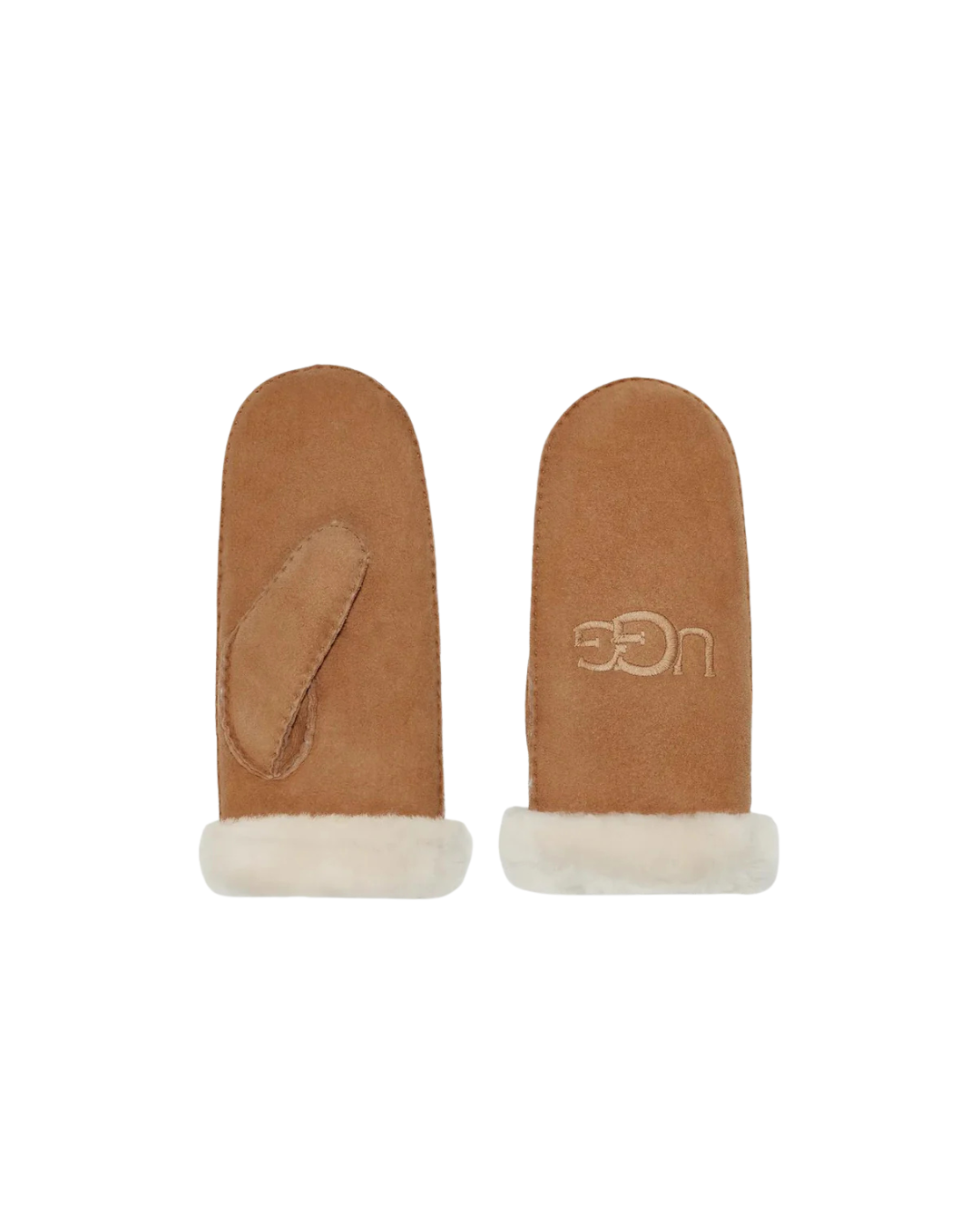 Sheepskin embroider mitt  Chestnut
