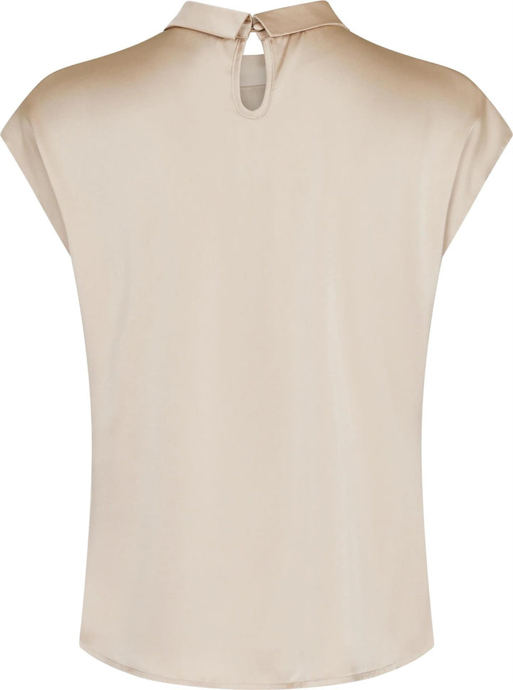 Fleur Drapy Satin Blouse  Dark Sand