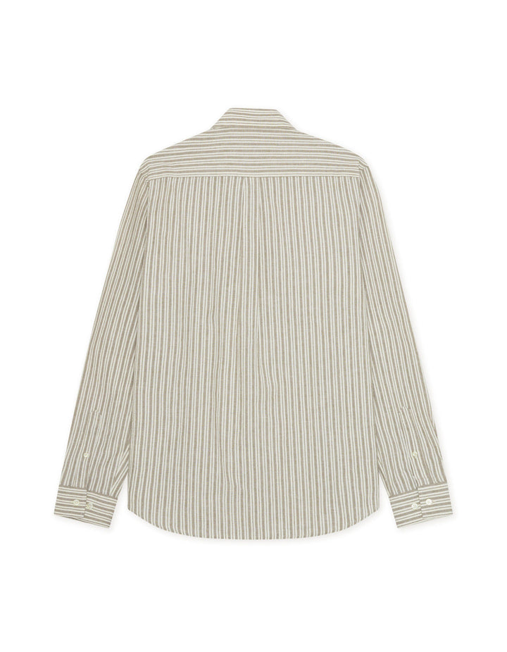 Stripe Cotton-Linen Shirt  Dark Sand