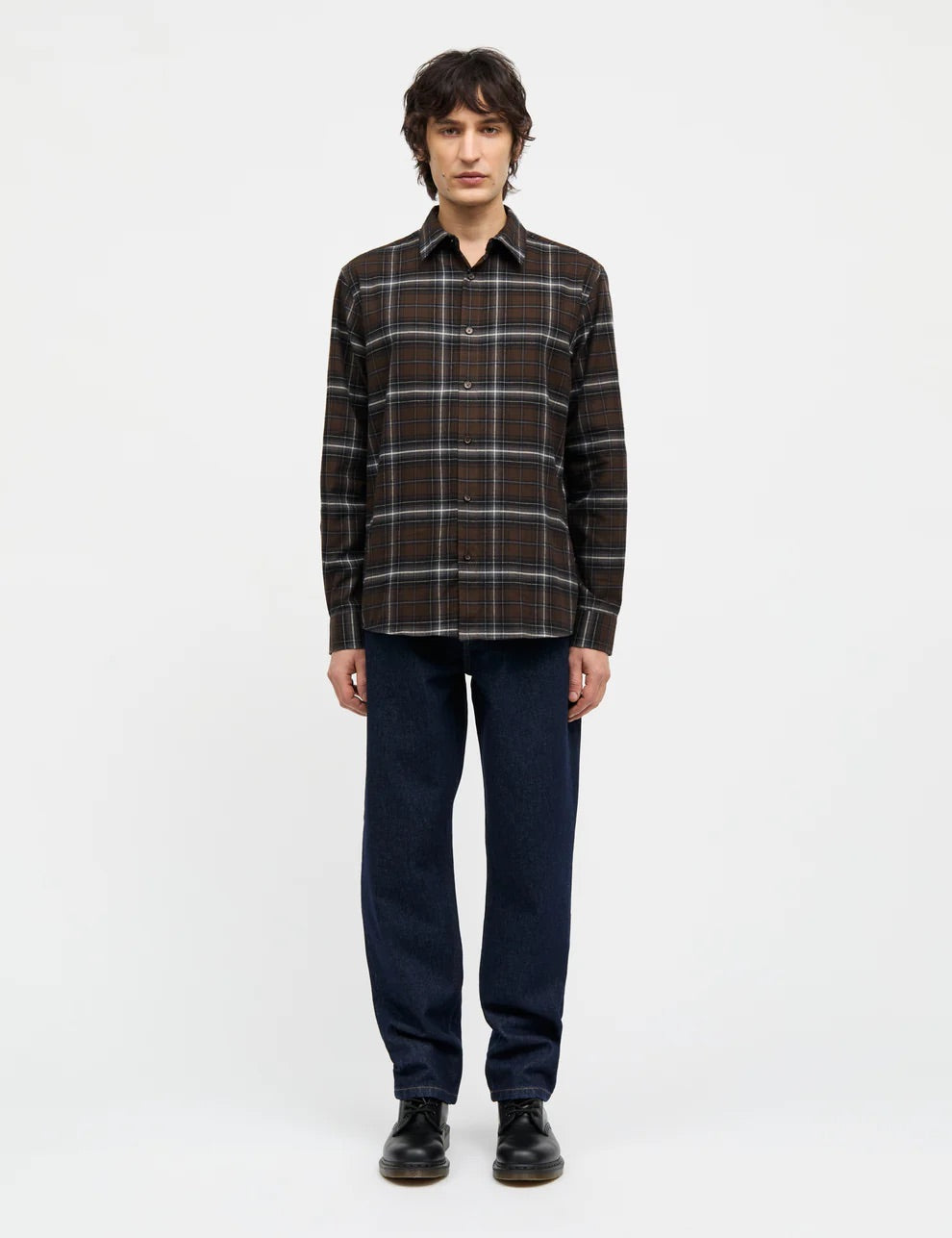 Cotton Flannel Check Sune Shirt  Demitasse Check