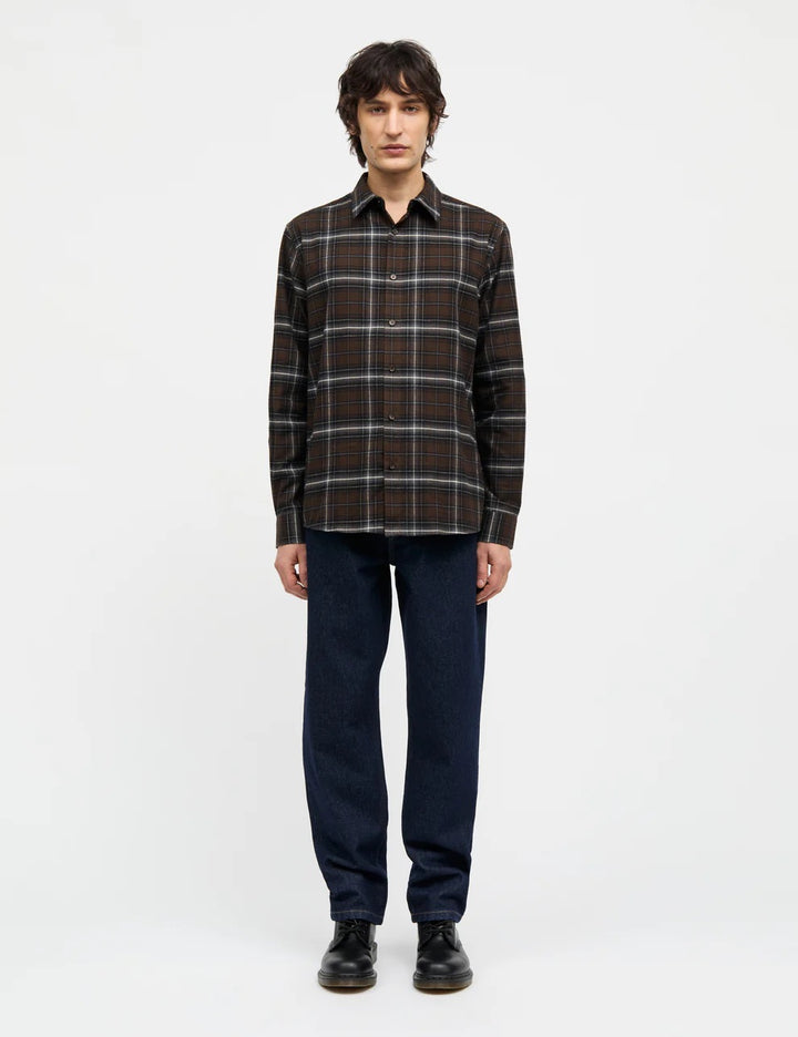 Cotton Flannel Check Sune Shirt  Demitasse Check