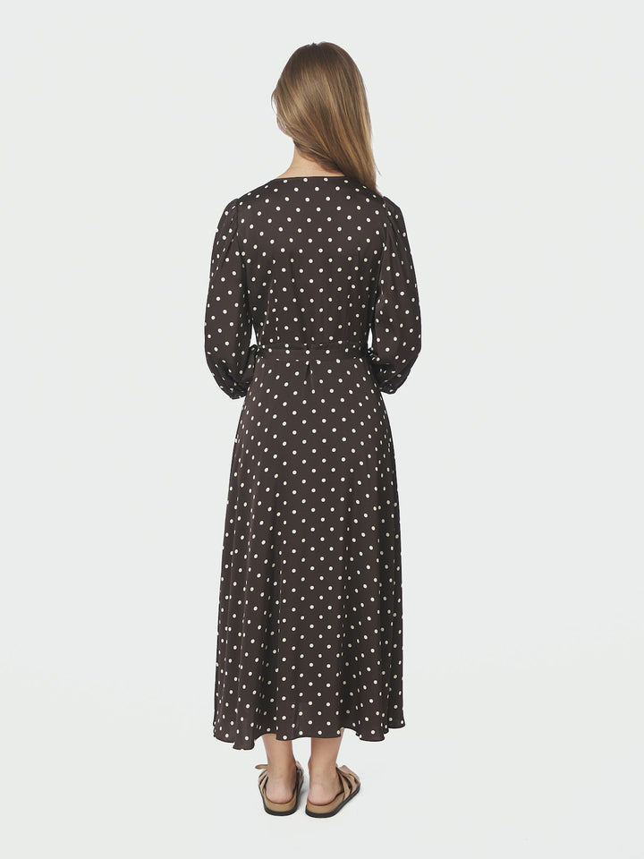 Malinga Dot Dress  Dark Brown