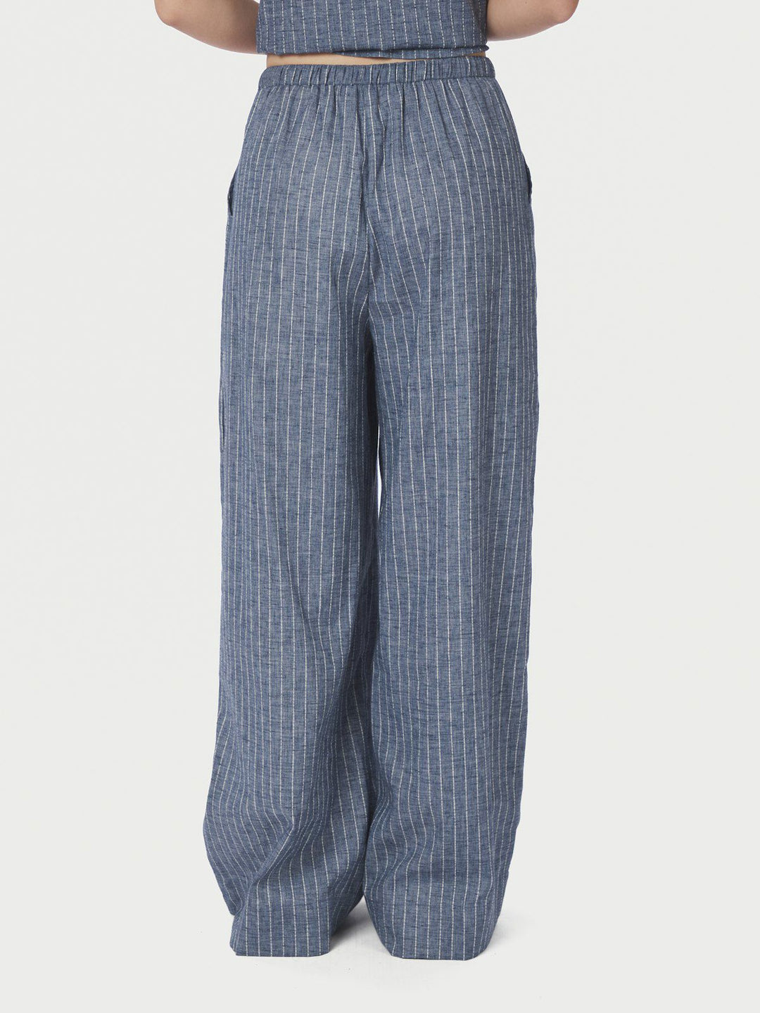 Heifa Emb Stripe Pants  Blue