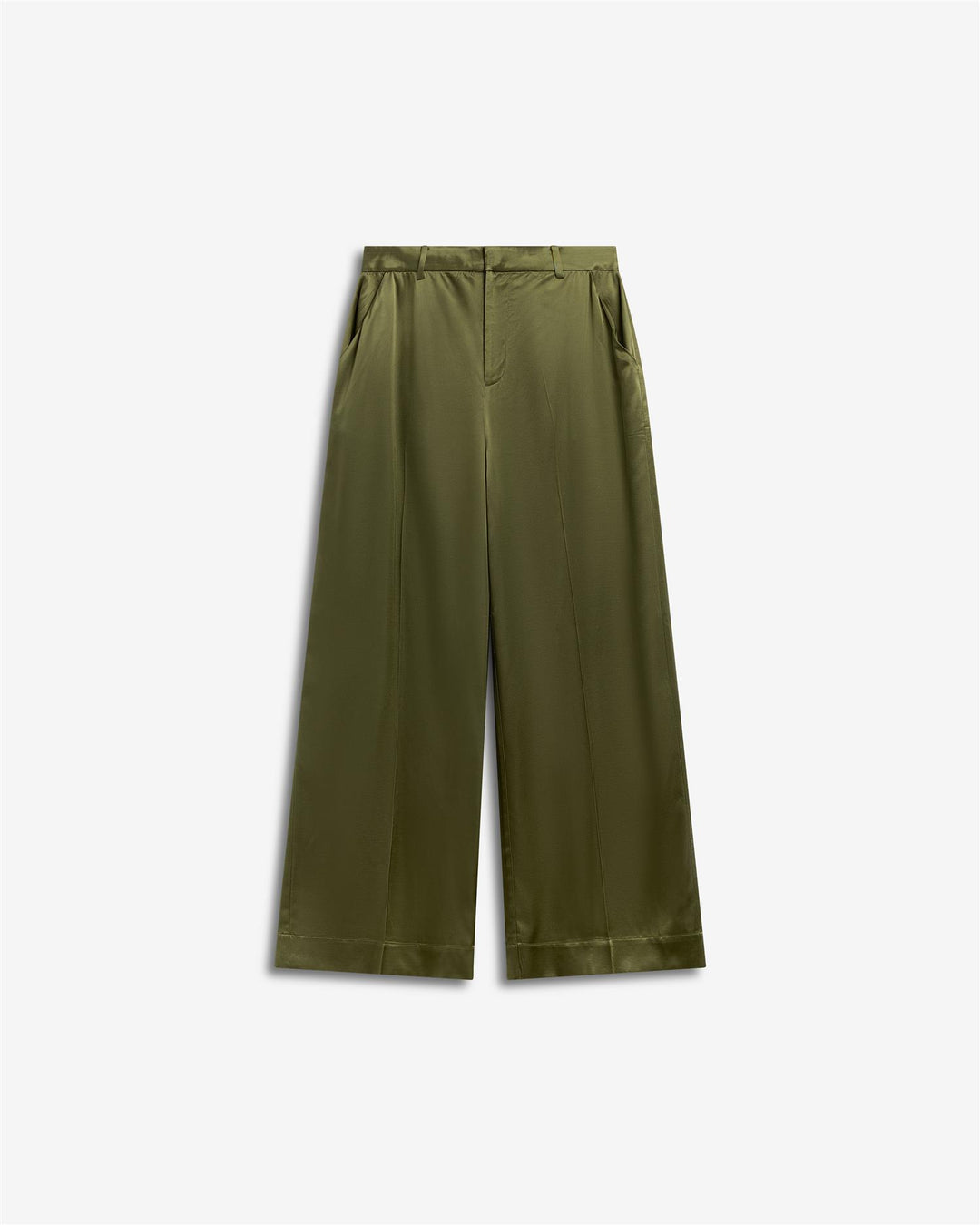 Reign Tailored Satin Pants Moss Green