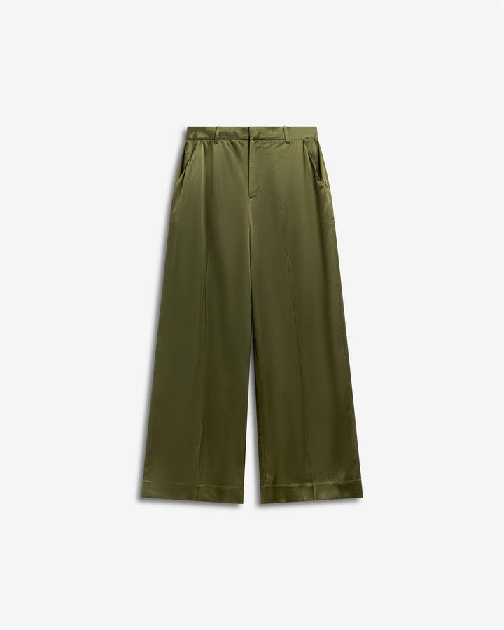 Reign Tailored Satin Pants Moss Green