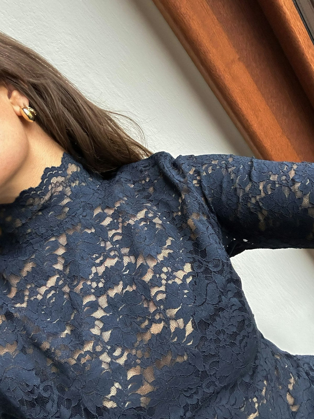 Liza Laceflower Blouse  Navy