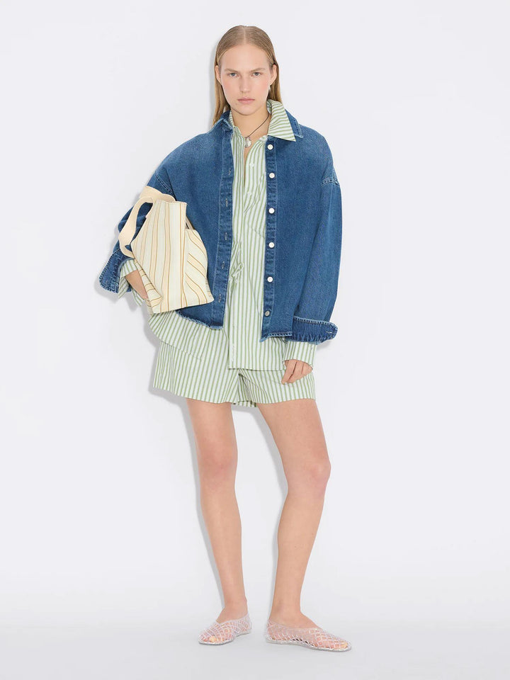 Loose Stripe Shirt  Green Stripe