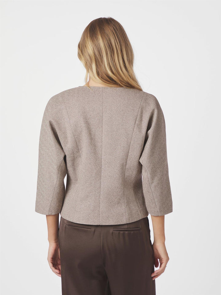 Mesto light Herringbone Jacket  White/Brown
