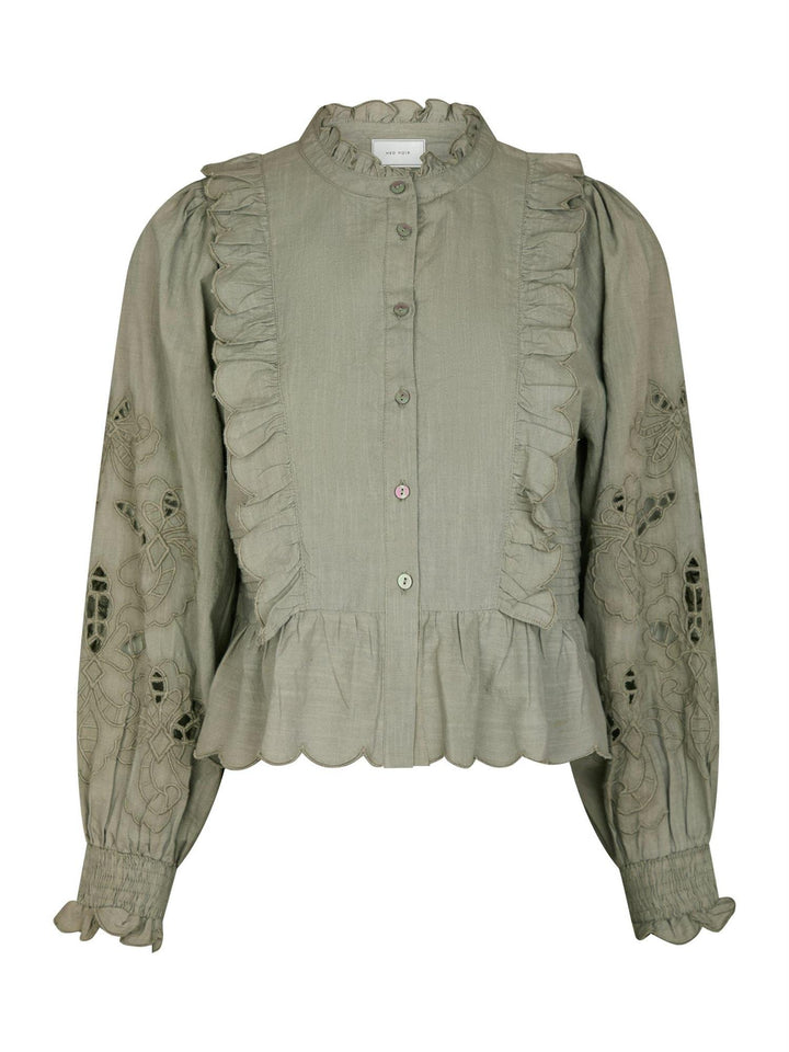 Petrine Embroidery Blouse  Smoke Green