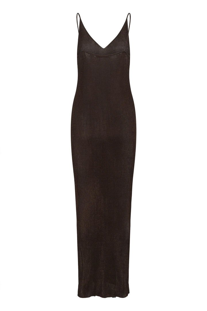 Silvi Singlet Dress  Deep Brown Metallic