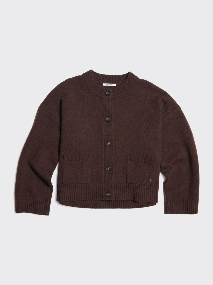 W. Wool Wide Cardigan  Dk. Brown