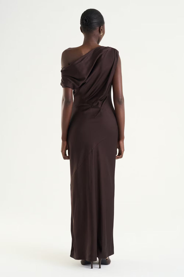 Vanessa satin dress  Mocha Brown