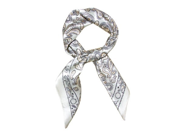 Silkeskjerf med paisley 70*70  Off-White