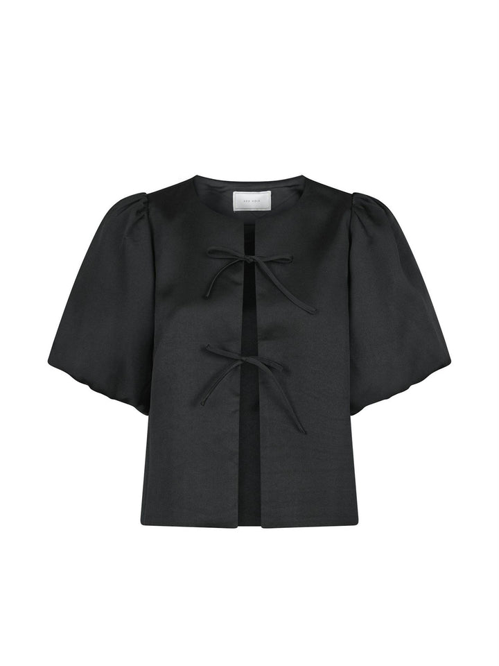 Aska Dull Satin Blouse  Black