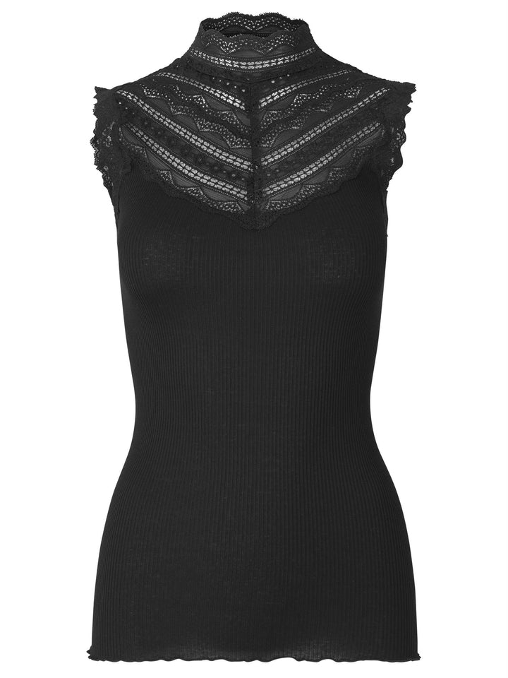 Benita silk top w/ lace  Black