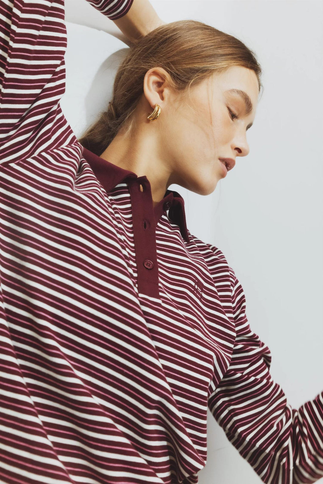 Elmer Polo Shirt  Deep Plum Stripe
